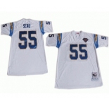 San Diego Chargers #55 Junior Seau White 75TH Throwback Jersey