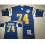San Diego Chargers #74 Louie Kelcher Navy Blue Throwback Jersey
