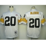 Pittsburgh Steelers #20 Rocky Bleier White Throwback Jersey