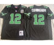 Men's Philadelphia Eagles #12 Randall Cunningham Black Throwback Stitched Football Jersey