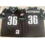 Men's Philadelphia Eagles #36 Brian Westbrook Black Throwback Stitched Football Jersey