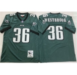 Men's Philadelphia Eagles #36 Brian Westbrook Green Throwback Football Stitched Jersey