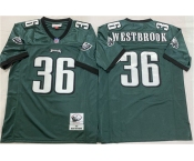Men's Philadelphia Eagles #36 Brian Westbrook Green Throwback Football Stitched Jersey