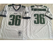 Men's Philadelphia Eagles #36 Brian Westbrook White Throwback Stitched Football Jersey