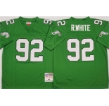 Men's Philadelphia Eagles #92 Reggie White Kelly Green Throwback Football Stitched Jersey