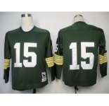 Green Bay Packers #15 Bart Starr Green Long-Sleeved Throwback Jersey