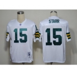 Green Bay Packers #15 Bart Starr White Short-Sleeved Throwback Jersey