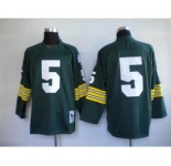 Green Bay Packers #5 Paul Hornung Green Long-Sleeved Throwback Jersey