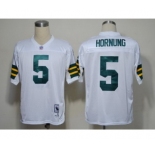 Green Bay Packers #5 Paul Hornung White Short-Sleeved Throwback Jersey