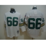 Green Bay Packers #66 Ray Nitschke White Long-Sleeved Throwback Jersey