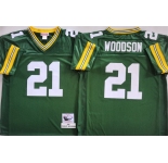 Men's Green Bay Packers #21 Charles Woodson Green Throwback Stitched Football Jersey