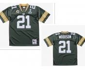 Men's Green Bay Packers #21 Charles Woodson Green With 2-star captains' patch and Super Bowl XLV patch 2010 Throwback Jersey