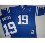 Indianapolis Colts #19 Johnny Unitas Blue Short-Sleeved Throwback Jersey