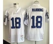 Men's Indianapolis Colts #18 Peyton Manning White Throwback Stitched Football Jersey