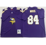 Men's Minnesota Vikings #84 Randy Moss Purple Throwback Football Stitched Jersey