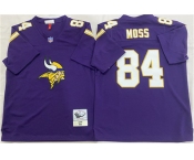 Men's Minnesota Vikings #84 Randy Moss Purple Throwback Football Stitched Jersey