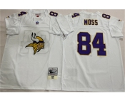 Men's Minnesota Vikings #84 Randy Moss White Throwback Football Stitched Jersey