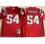 Men's New England Patriots #54 Tedy Bruschi Red Throwback Stitched Football Jersey