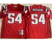 Men's New England Patriots #54 Tedy Bruschi Red Throwback Stitched Football Jersey