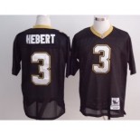 New Orleans Saints #3 Bobby Hebert Black Throwback Jersey