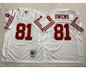 Men's New York Giants #81 Terrell Owens White Throwback Football Stitched Jersey