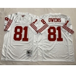Men's New York Giants #81 Terrell Owens White Throwback Stitched Football Jersey