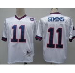 New York Giants #11 Phil Simms White Throwback Jersey