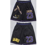 Men's Los Angeles Lakers #23 LeBron James Black 2025 Shorts