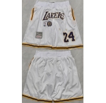 Men's Los Angeles Lakers #24 Kobe Bryant White 2025 Shorts