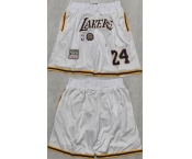 Men's Los Angeles Lakers #24 Kobe Bryant White 2025 Shorts