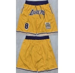 Men's Los Angeles Lakers #8 Kobe Bryant Yellow 2025 Shorts