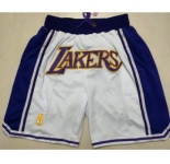 Men's Los Angeles Lakers White Gold NBA Just Don Swingman Throwback Shorts