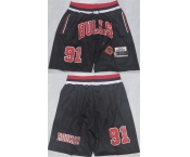 Men's Chicago Bulls #91 Dennis Rodman Black 2025 Shorts