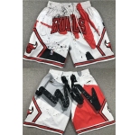 Men's Chicago Bulls White Red Shorts (Run Small) 001