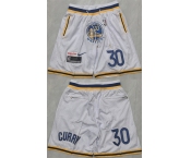 Men's Golden State Warriors #30 Stephen Curry White Shorts