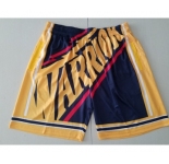 Men's Golden State Warriors Black Big Face Mitchell Ness Hardwood Classics Soul Swingman Throwback Shorts