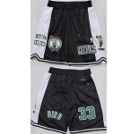 Men's Boston Celtics #33 Larry Bird Black White Shorts