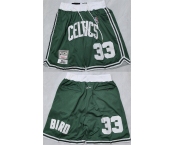 Men's Boston Celtics #33 Larry Bird Green Shorts