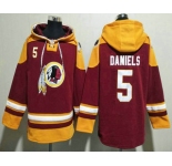 Men's Washington Commanders #5 Jayden Daniels Red Ageless Must Have Lace Up Pullover Hoodie