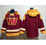 Men's Washington Commanders Blank Burgundy Lace-Up Pullover Hoodie