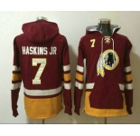 Men's Washington Redskins #7 Dwayne Haskins Jr NEW Burgundy Red Pocket Stitched NFL Pullover Hoodie