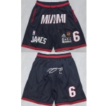 Men's Miami Heat #6 LeBron James Black ShortsMen's Miami Heat #6 LeBron James Black Shorts