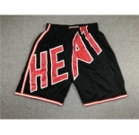 Men's Miami Heat Black Big Face Mitchell Ness Hardwood Classics Soul Swingman Throwback Shorts