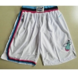 Men's Miami Heat White 2017-2018 Stitched City Edition Shorts