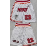 Men's Miami Heat White #22 Shorts
