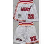Men's Miami Heat White #22 Shorts 