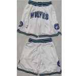 Men's Minnesota Timberwolves White Shorts (Run Small)
