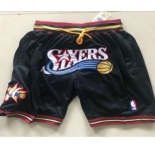 Men's Philadelphia 76ers 1999-00 Black Just Don Shorts Swingman Shorts