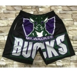 Men's Milwaukee Bucks Black Big Face Mitchell Ness Hardwood Classics Soul Swingman Throwback Shorts