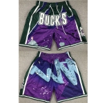 Men's Milwaukee Bucks Purple Green Shorts (Run Small)